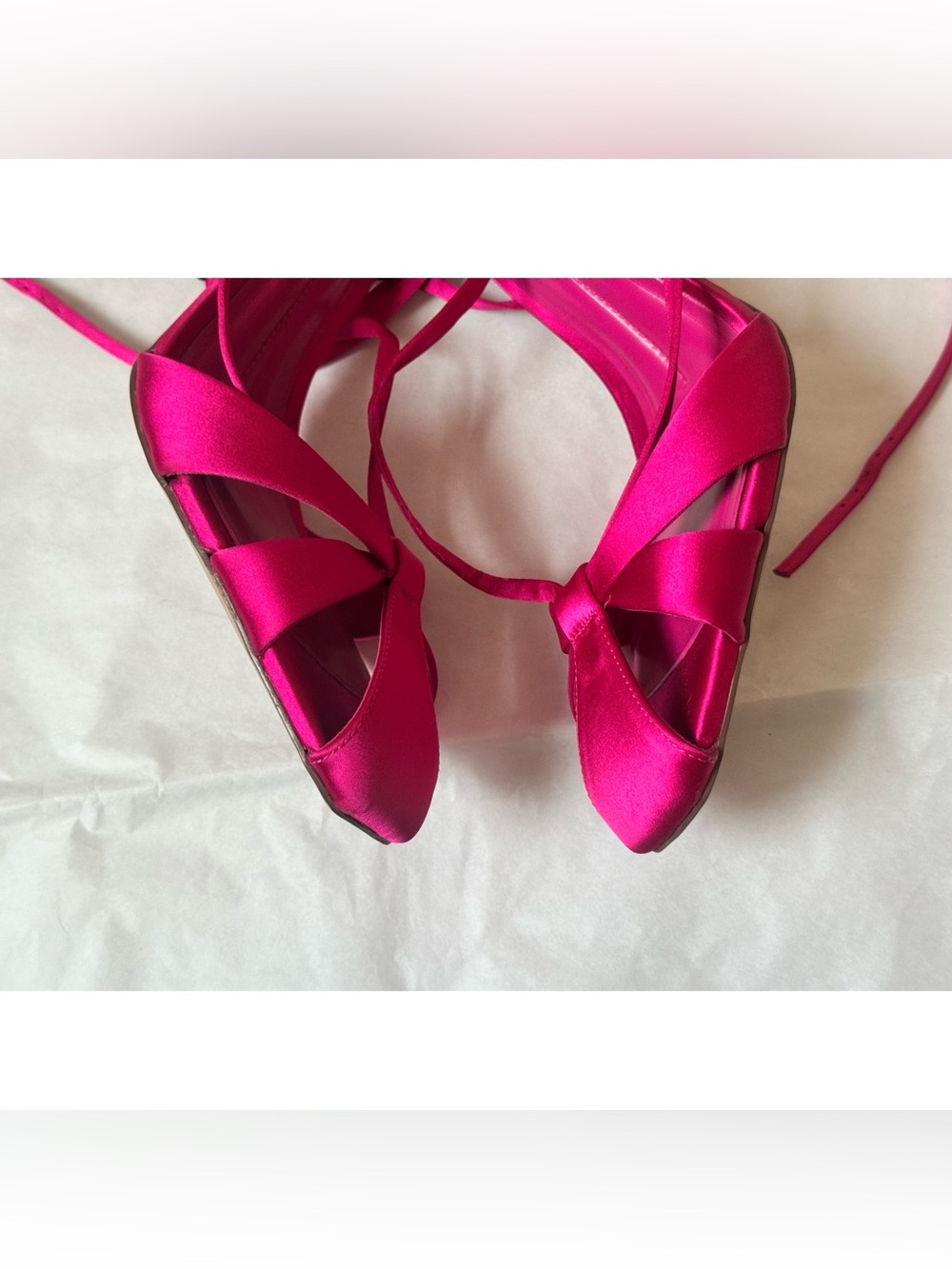 ZARA Fuchsia Satin High Heel Sandals - Picture 7 of 12